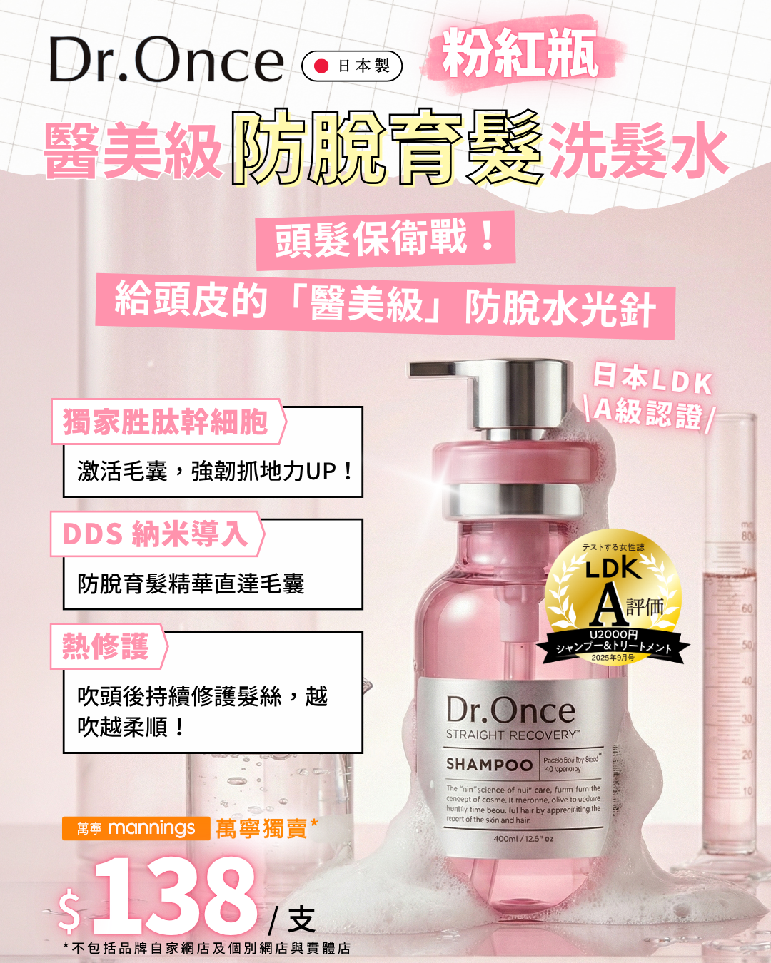 Dr.Once 醫美級防脫髮直髮修護洗頭水