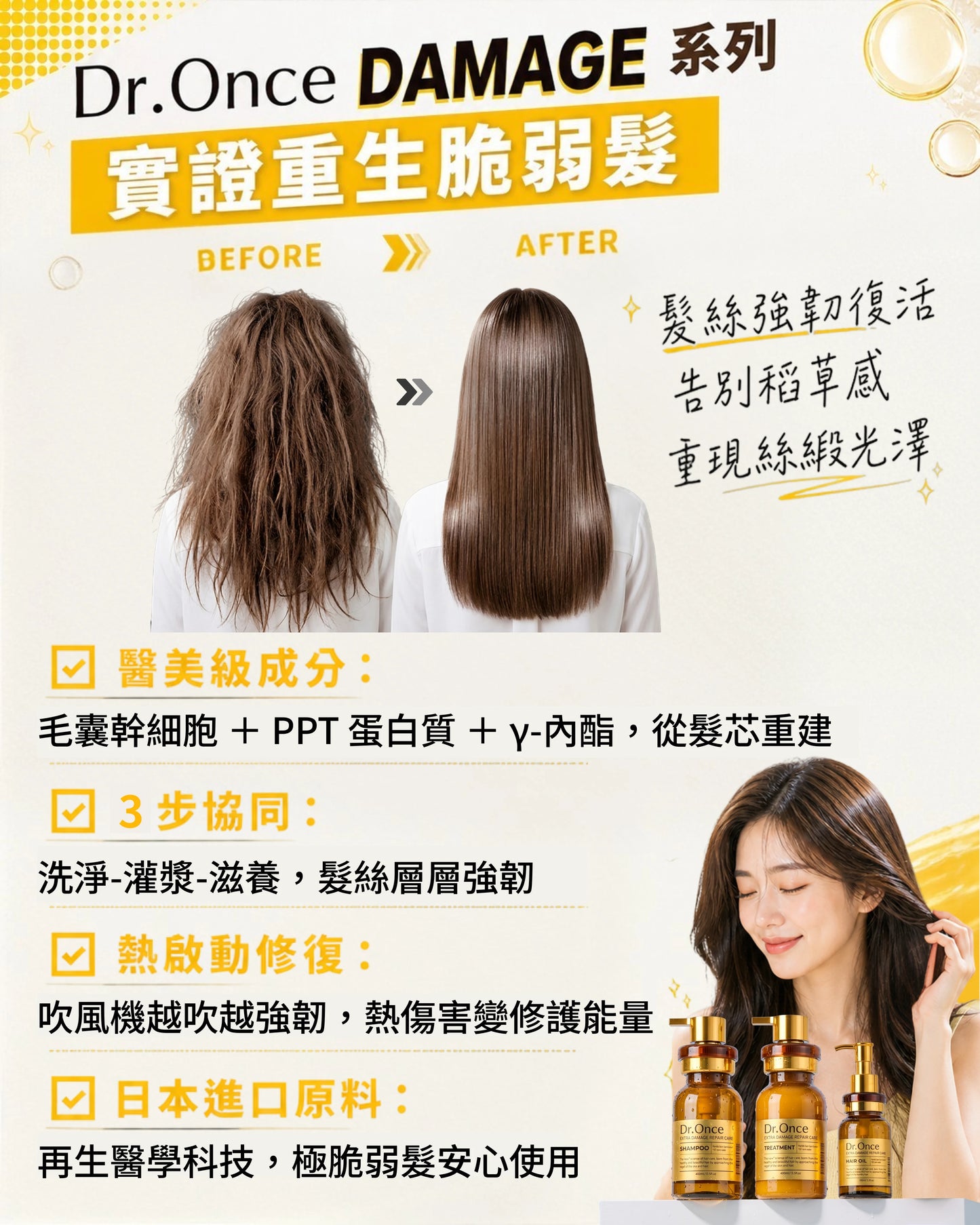 Dr.Once 醫美級防脫髮損傷修護三件套裝