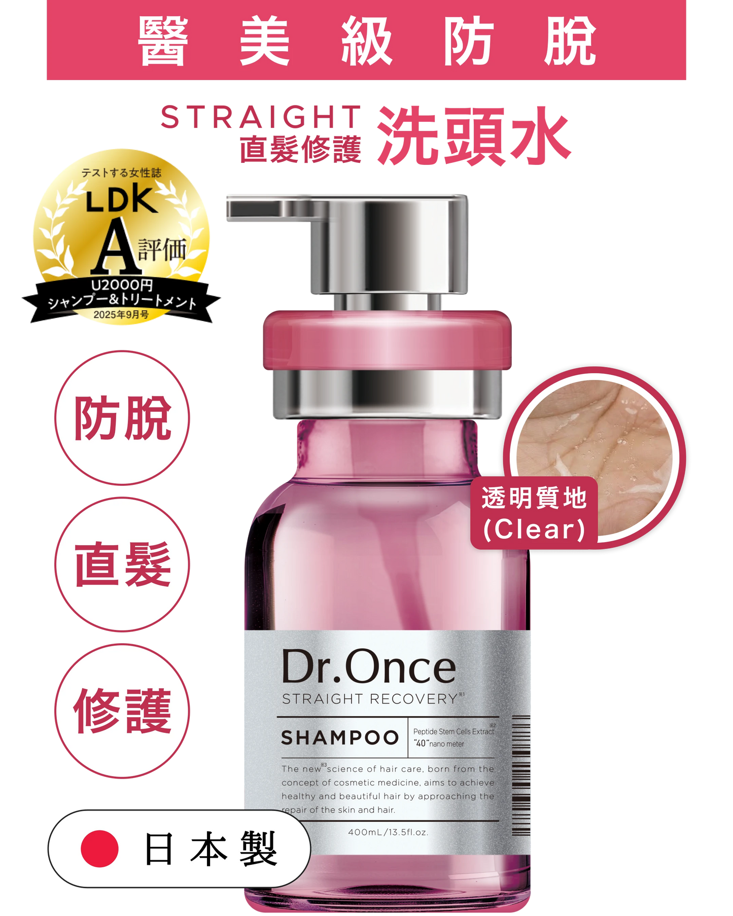 Dr.Once 醫美級防脫髮直髮修護洗頭水